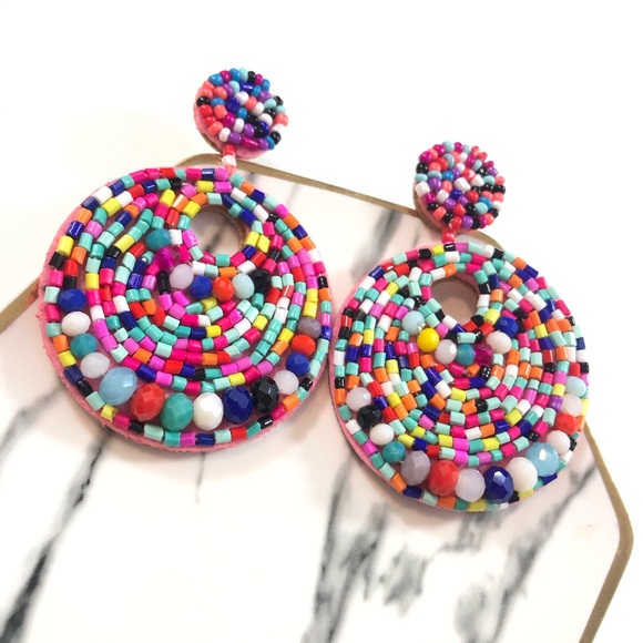 Debi Beaded Rainbow Pink Lightweight Earrings - Picture 2 of 4
